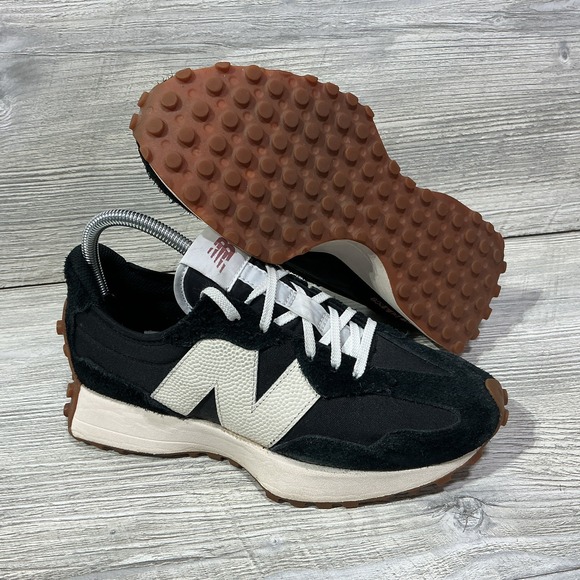 New Balance Shoes - New Balance 327 Womens Size 8 B Black White Gum Suede Sneakers Shoes WS327BL